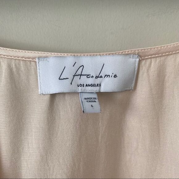 {L’ACADEMIE] Open Sleeve Cold Shoulder Light Pink Blouse - Picture 8 of 9